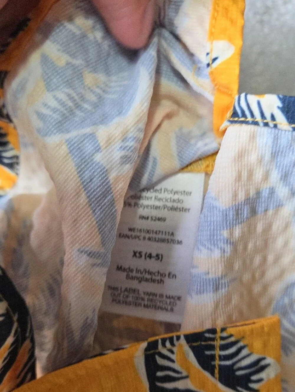 wonder nation Yellow and Navy Tropical Palm Shirt Set